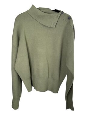 Free Assembly Olive Green Button Neck Sweater Large Knit